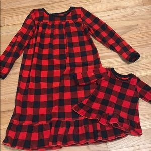 Girls Buffalo Print Nightgown with Doll gown